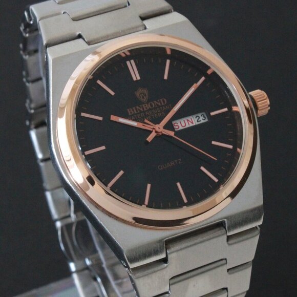 Men's Integrated Bracelet Sports Watch Stainless Steel Radiant Black Dial 40mm - Picture 14 of 14